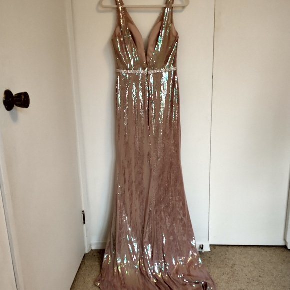 Rose Gold Sequin Mermaid Style Dress NWT - Picture 8 of 13